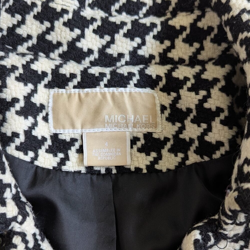 Michael Kors Women's Wool Coat Size 4 Black & White Trench Coat - Picture 3 of 13